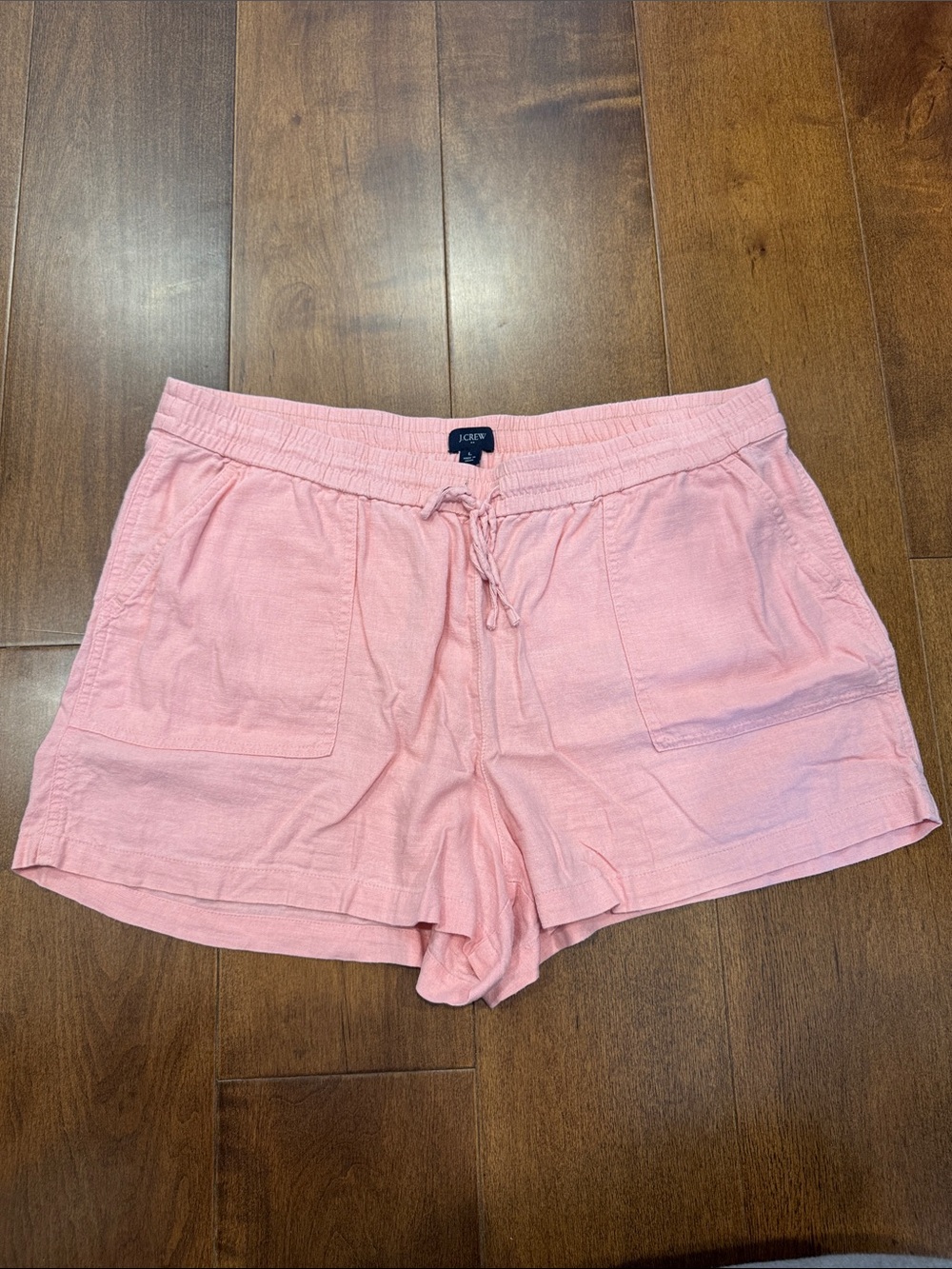 J. Crew Pink Drawstring Linen-Blend Casual Shorts